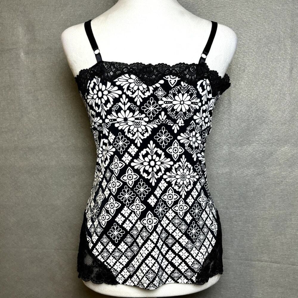White House Black Market Camisole Top EUC Black White Lace Size Small - Picture 3 of 6